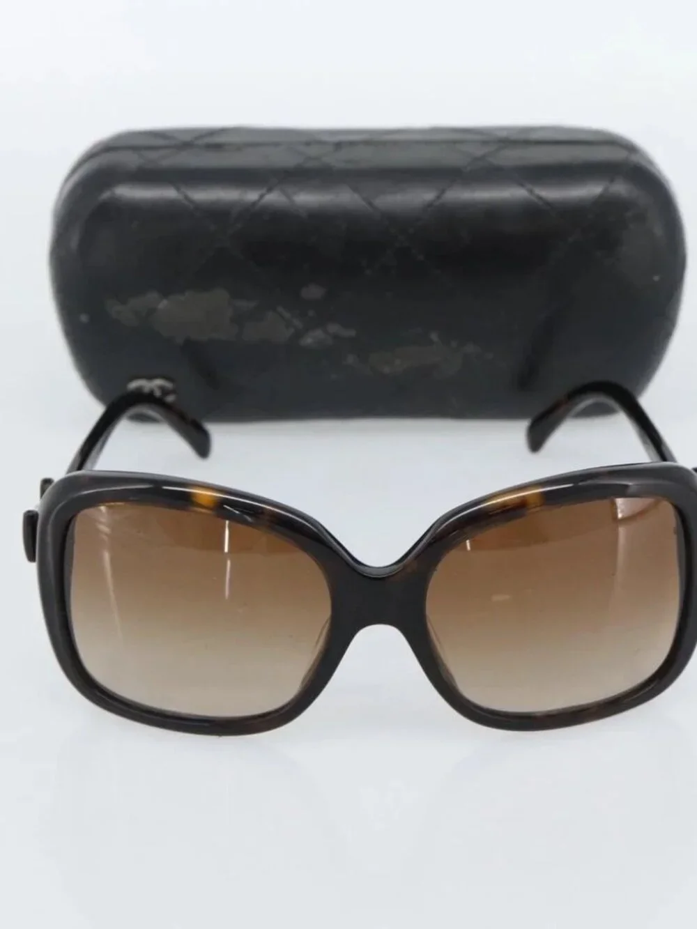 CHANEL Tortoise Pattern Sunglasses plastic Brown CC Auth 180941